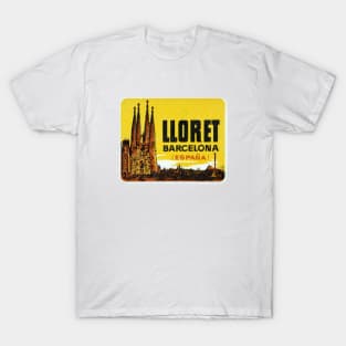 Lloret Barcelona Vintage Landscape Sagrada Familia Spain T-Shirt